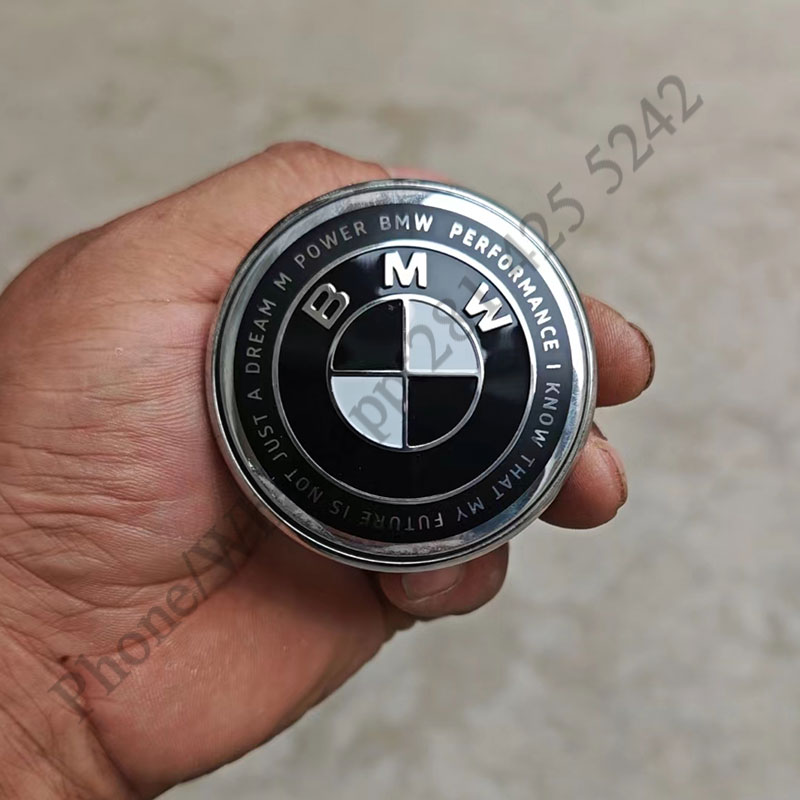 Custom BMW Anniversary Black Floating Center Caps for Stock Wheels or Aftermarket Wheels